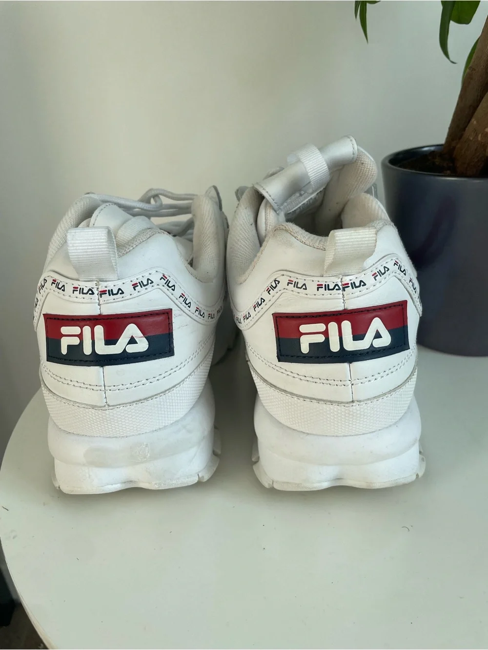 Women Size 10 Fila Disruptor II Premium Repeat Platform Shoes White Navy Red